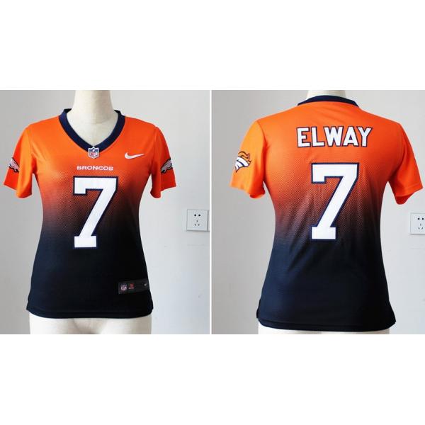 [Drift Fashion] ELWAY Denver #7 Womens Football Jersey - John Elway Womens Football Jersey (Orange-Blue)_Free Shipping