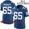 Blue Home Embroidered Bill Windauer Indianapolis Colts #65 Stitched Jersey