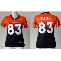 [Drift Fashion] WELKER Denver #83 Womens Football Jersey - Wes Welker Womens Football Jersey (Orange-Blue)_Free Shipping