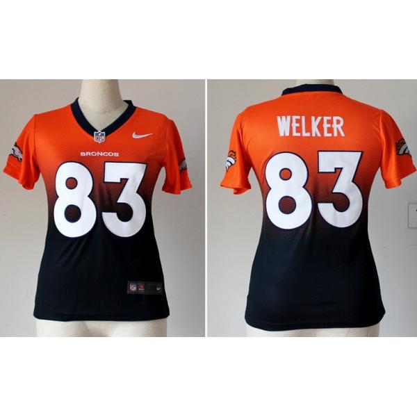 [Drift Fashion] WELKER Denver #83 Womens Football Jersey - Wes Welker Womens Football Jersey (Orange-Blue)_Free Shipping