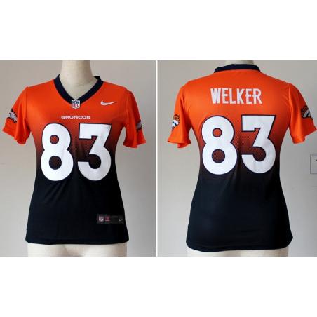 [Drift Fashion] WELKER Denver #83 Womens Football Jersey - Wes Welker Womens Football Jersey (Orange-Blue)_Free Shipping