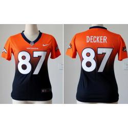 [Drift Fashion] DECKER Denver #87 Womens Football Jersey - Eric Decker Womens Football Jersey (Orange-Blue)_Free Shipping