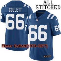 Blue Home Embroidered Elmer Collett Indianapolis Colts #66 Stitched Jersey