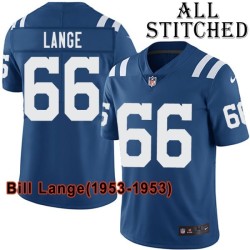 Blue Home Embroidered Bill Lange Indianapolis Colts #66 Stitched Jersey