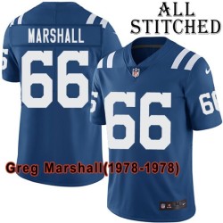 Blue Home Embroidered Greg Marshall Indianapolis Colts #66 Stitched Jersey