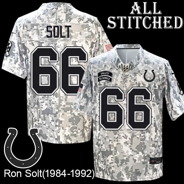 Camo Embroidered Ron Solt Indianapolis Colts #66 Stitched Jersey