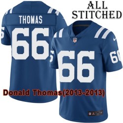 Blue Home Embroidered Donald Thomas Indianapolis Colts #66 Stitched Jersey