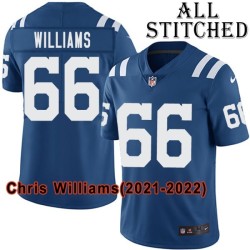 Blue Home Embroidered Chris Williams Indianapolis Colts #66 Stitched Jersey