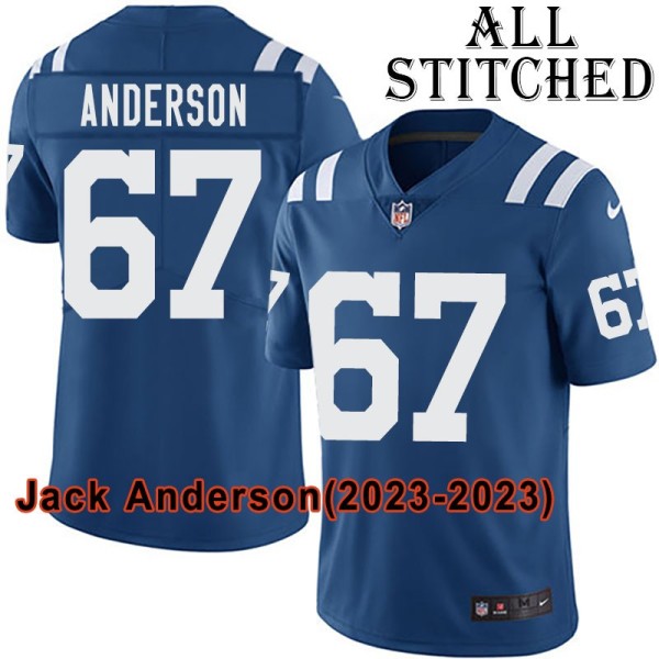 Blue Home Embroidered Jack Anderson Indianapolis Colts #67 Stitched Jersey
