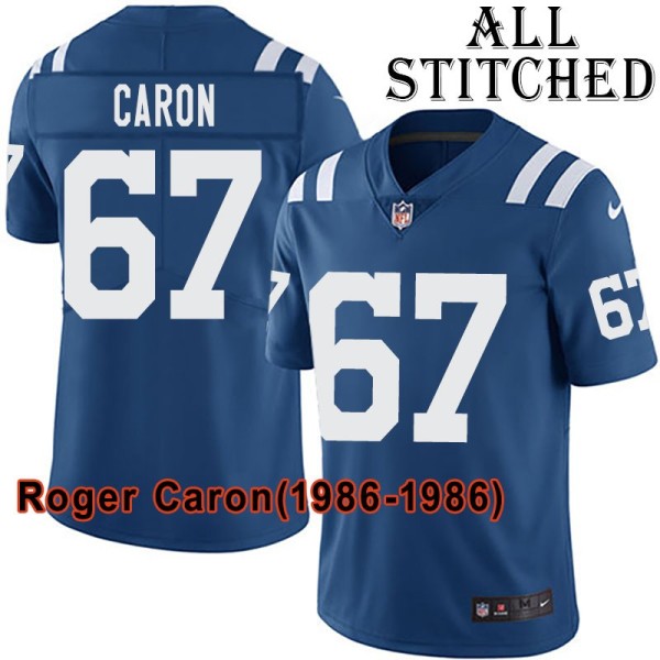 Blue Home Embroidered Roger Caron Indianapolis Colts #67 Stitched Jersey