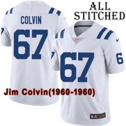 White Embroidered Jim Colvin Indianapolis Colts #67 Stitched Jersey