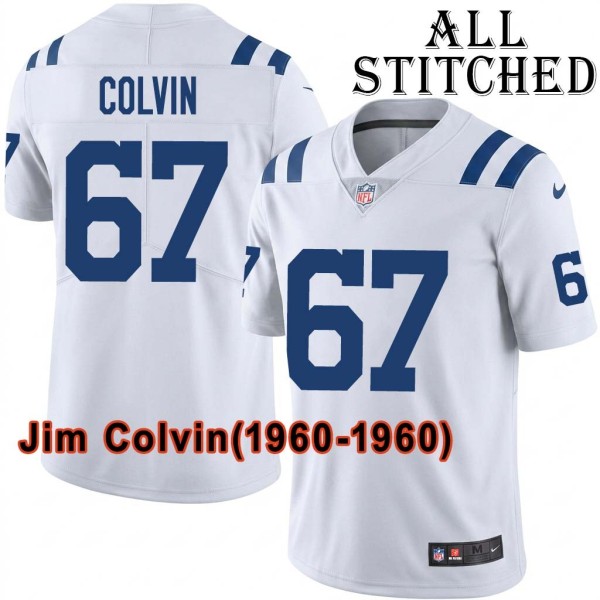 White Embroidered Jim Colvin Indianapolis Colts #67 Stitched Jersey