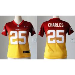 [Drift Fashion] CHARLES KC #25 Womens Football Jersey - Jamaal Charles Womens Football Jersey (Red-Yellow)_Free Shipping