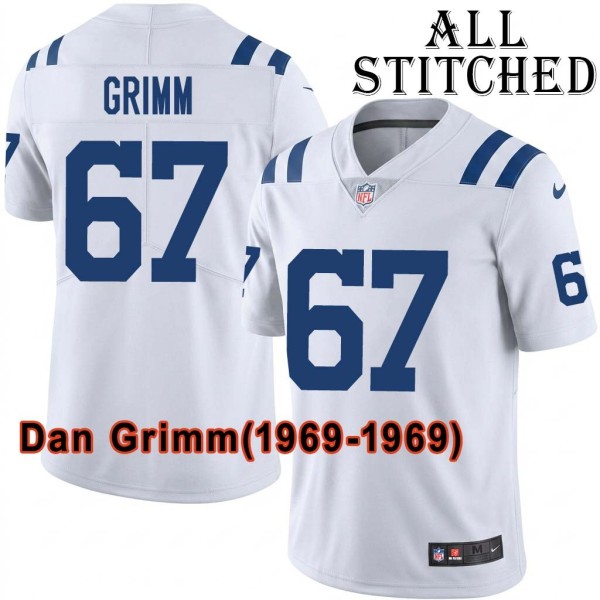 White Embroidered Dan Grimm Indianapolis Colts #67 Stitched Jersey