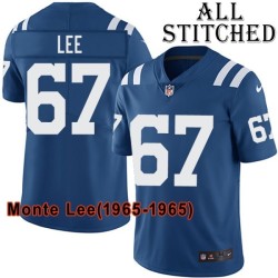 Blue Home Embroidered Monte Lee Indianapolis Colts #67 Stitched Jersey