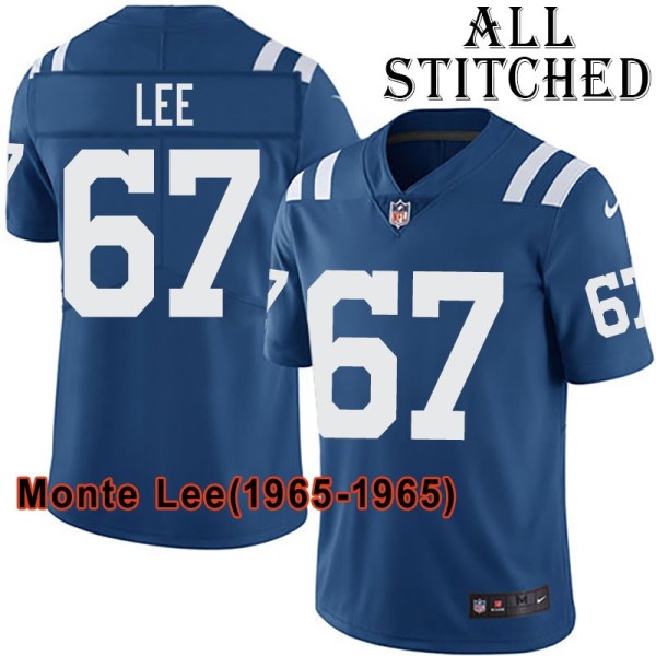 Blue Home Embroidered Monte Lee Indianapolis Colts #67 Stitched Jersey