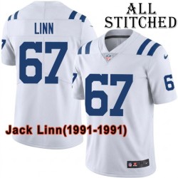 White Embroidered Jack Linn Indianapolis Colts #67 Stitched Jersey
