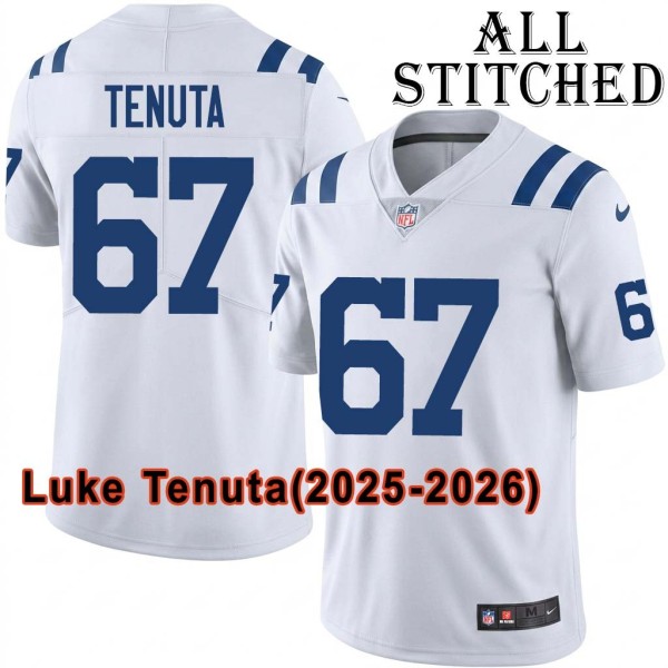 White Embroidered Luke Tenuta Indianapolis Colts #67 Stitched Jersey