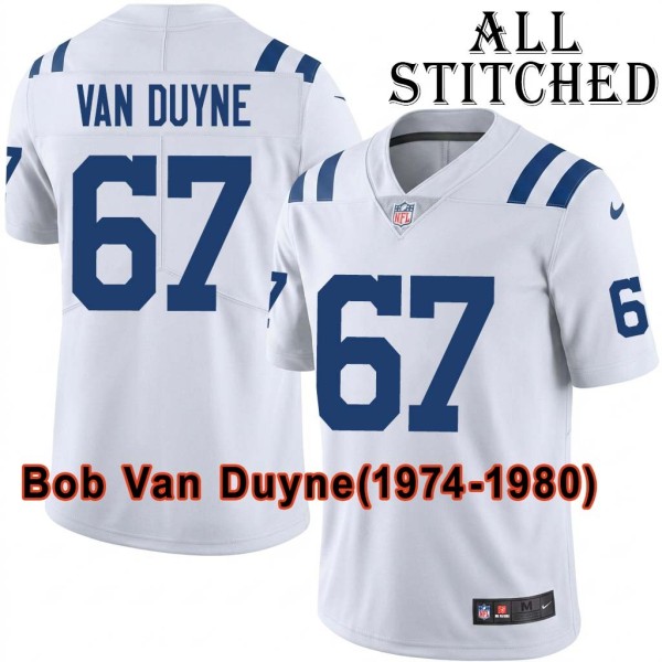 White Embroidered Bob Van Duyne Indianapolis Colts #67 Stitched Jersey