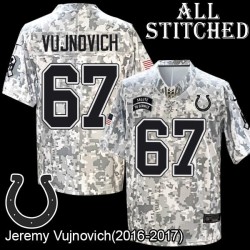 Camo Embroidered Jeremy Vujnovich Indianapolis Colts #67 Stitched Jersey