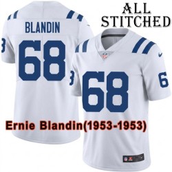 White Embroidered Ernie Blandin Indianapolis Colts #68 Stitched Jersey