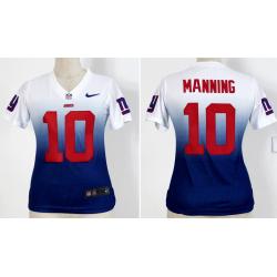 [Drift Fashion] MANNING NY-Giant #10 Womens Football Jersey - Eli Manning Womens Football Jersey (White-Blue)_Free Shipping