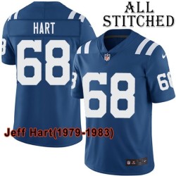 Blue Home Embroidered Jeff Hart Indianapolis Colts #68 Stitched Jersey