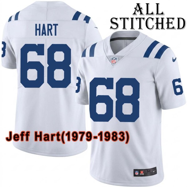 White Embroidered Jeff Hart Indianapolis Colts #68 Stitched Jersey