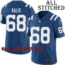 Blue Home Embroidered Kyle Kalis Indianapolis Colts #68 Stitched Jersey