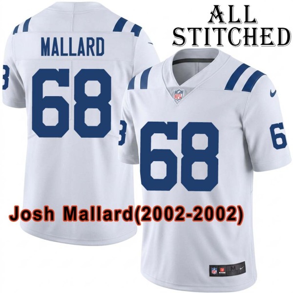 White Embroidered Josh Mallard Indianapolis Colts #68 Stitched Jersey