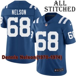 Blue Home Embroidered Dennis Nelson Indianapolis Colts #68 Stitched Jersey