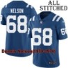 Blue Home Embroidered Dennis Nelson Indianapolis Colts #68 Stitched Jersey