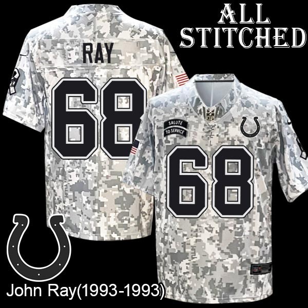 Camo Embroidered John Ray Indianapolis Colts #68 Stitched Jersey
