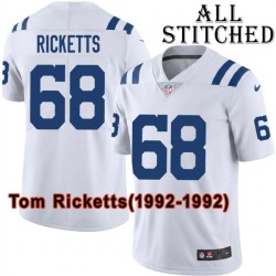 White Embroidered Tom Ricketts Indianapolis Colts #68 Stitched Jersey