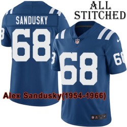 Blue Home Embroidered Alex Sandusky Indianapolis Colts #68 Stitched Jersey
