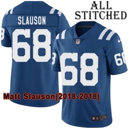 Blue Home Embroidered Matt Slauson Indianapolis Colts #68 Stitched Jersey