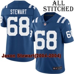 Blue Home Embroidered Jason Stewart Indianapolis Colts #68 Stitched Jersey