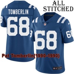 Blue Home Embroidered Pat Tomberlin Indianapolis Colts #68 Stitched Jersey