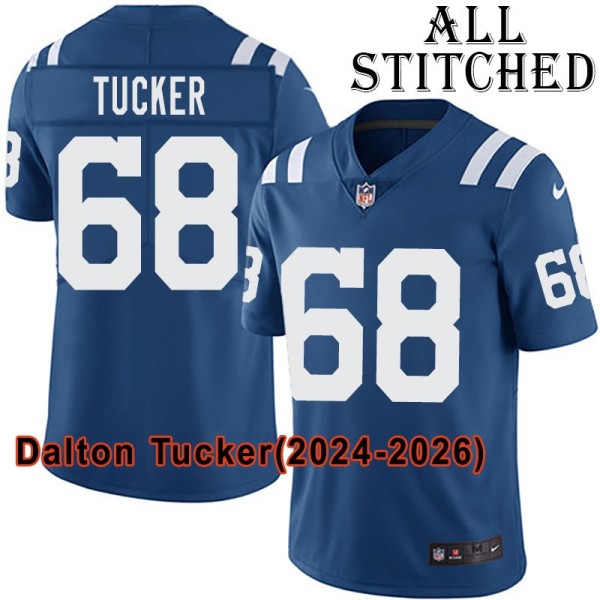 Blue Home Embroidered Dalton Tucker Indianapolis Colts #68 Stitched Jersey