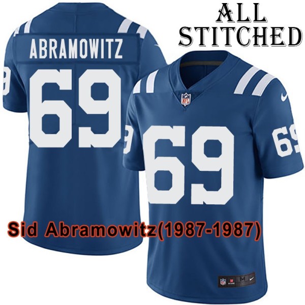 Blue Home Embroidered Sid Abramowitz Indianapolis Colts #69 Stitched Jersey