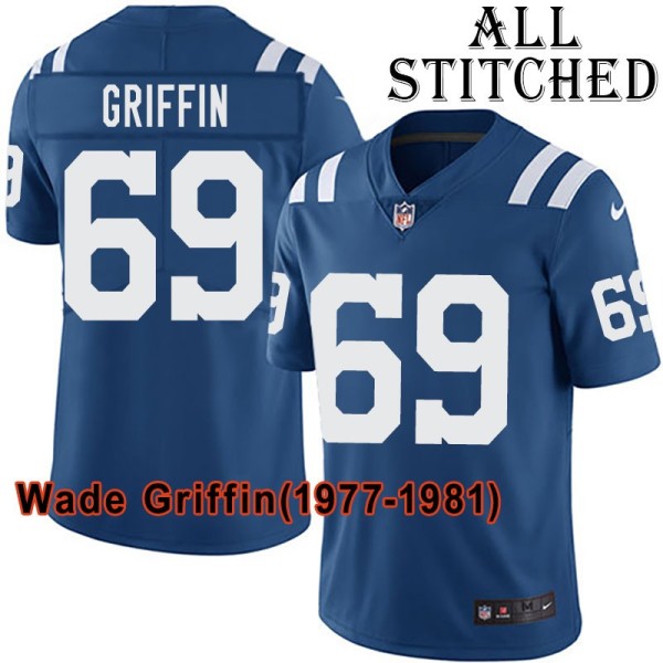 Blue Home Embroidered Wade Griffin Indianapolis Colts #69 Stitched Jersey