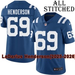 Blue Home Embroidered LaDarius Henderson Indianapolis Colts #69 Stitched Jersey