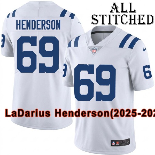 White Embroidered LaDarius Henderson Indianapolis Colts #69 Stitched Jersey