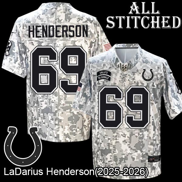 Camo Embroidered LaDarius Henderson Indianapolis Colts #69 Stitched Jersey