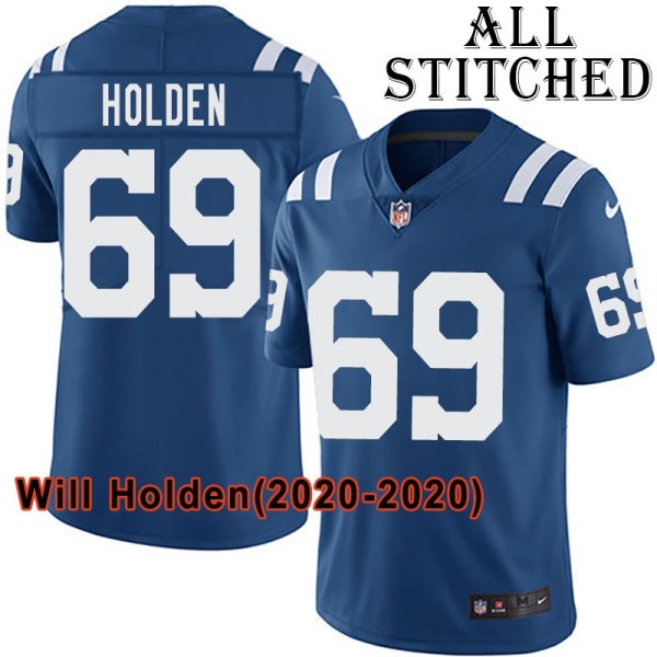Blue Home Embroidered Will Holden Indianapolis Colts #69 Stitched Jersey