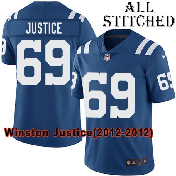 Blue Home Embroidered Winston Justice Indianapolis Colts #69 Stitched Jersey