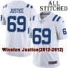 White Embroidered Winston Justice Indianapolis Colts #69 Stitched Jersey