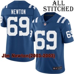 Blue Home Embroidered Jim Newton Indianapolis Colts #69 Stitched Jersey