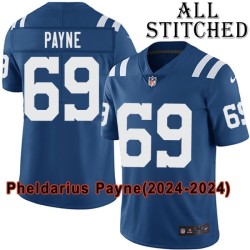 Blue Home Embroidered Pheldarius Payne Indianapolis Colts #69 Stitched Jersey
