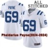 White Embroidered Pheldarius Payne Indianapolis Colts #69 Stitched Jersey